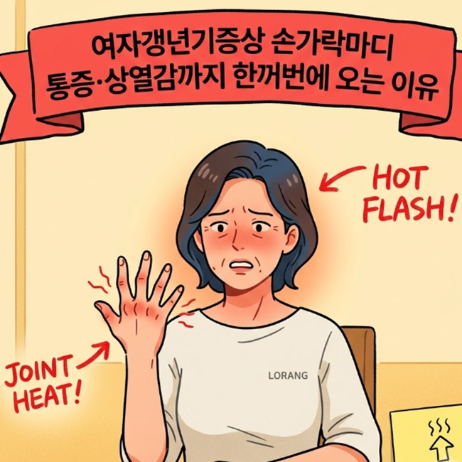 여자갱년기증상 손가락마디 통증·상열감까지 한꺼번에 몰리기도해요 대표 이미지
