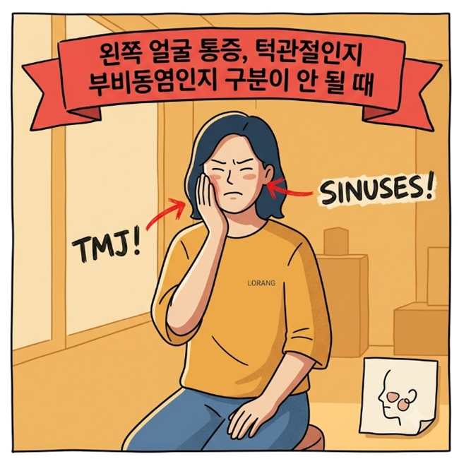 왼쪽 얼굴 통증, 치료해도 안 낫던 이유 — 턱관절과 부비동염의 차이
